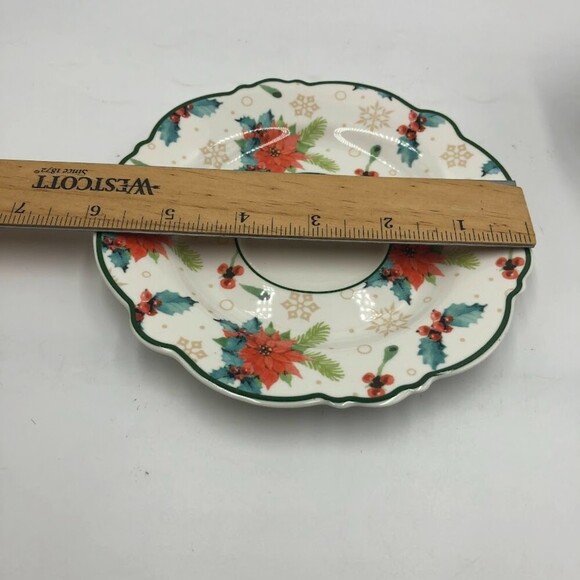 Eileen's Reserve New Anchor Inc Tea Cup and Saucer Set Poinsettia Floral Design - Picture 11 of 14
